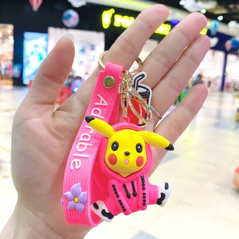 Pokemon Keychain: Anime Figures Pikachu Cartoon Key Chain Charmander Psyduck Fashion Bag Keyring Pendant Accessories
