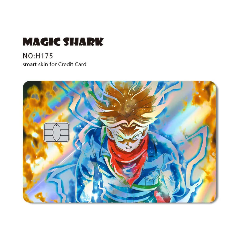 Magic Shark : Carte Dragon Ball Autocollant Goku Vegeta Cool Brillant Holographique Laser Carte de Crédit/Débit Autocollant Film Protection Avant