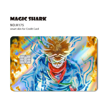 Magic Shark : Carte Dragon Ball Autocollant Goku Vegeta Cool Brillant Holographique Laser Carte de Crédit/Débit Autocollant Film Protection Avant