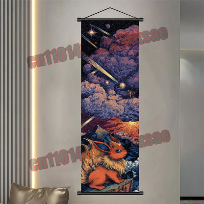 Pokemon: Poster, Anime Wall Artwork, Gengar Eevee Pikachu Images, Scroll Paintings, Retro Artist Home Living Room Decor