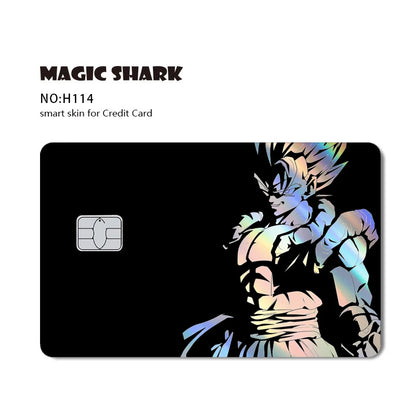 Magic Shark : Carte Dragon Ball Autocollant Goku Vegeta Cool Brillant Holographique Laser Carte de Crédit/Débit Autocollant Film Protection Avant