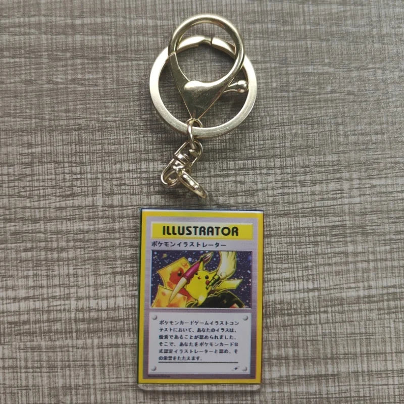 Pokemon Anime Small Card Key Chain Charizard Keychains Blastoise Venusaur Mewtwo Diy Acrylic Action Toy Figures Game Collection