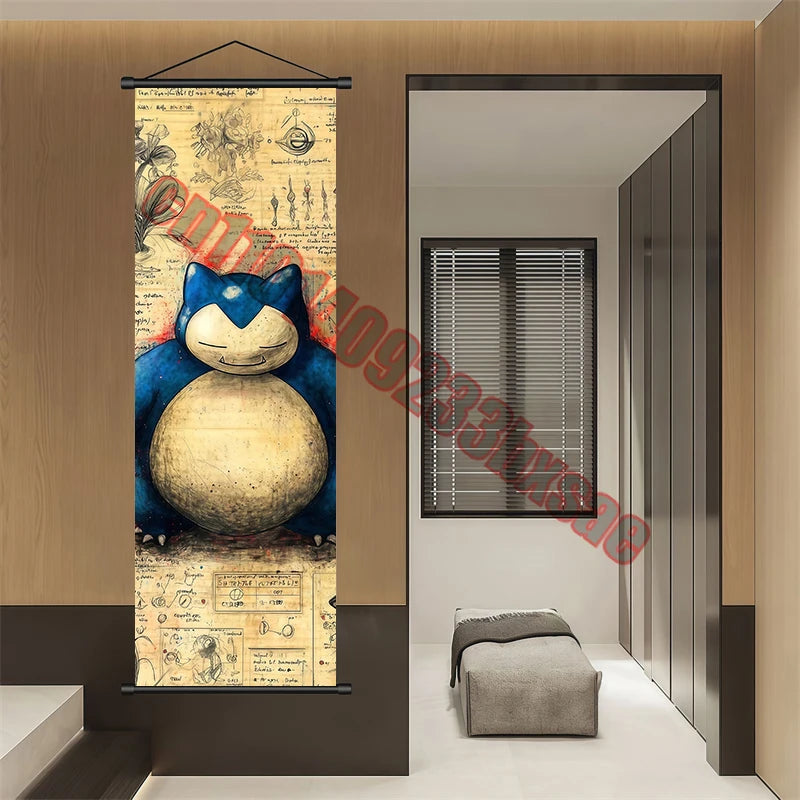 Pokemon: Poster Anime Wall Artwork Gengar Pictures Charizard Painting Canvas Pikachu Hanging Scrolls Home Room Decor