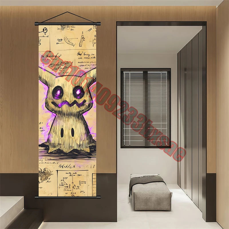 Pokemon: Poster Anime Wall Artwork Gengar Pictures Charizard Painting Canvas Pikachu Hanging Scrolls Home Room Decor