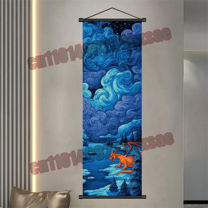Pokemon: Poster, Anime Wall Artwork, Gengar Eevee Pikachu Images, Scroll Paintings, Retro Artist Home Living Room Decor