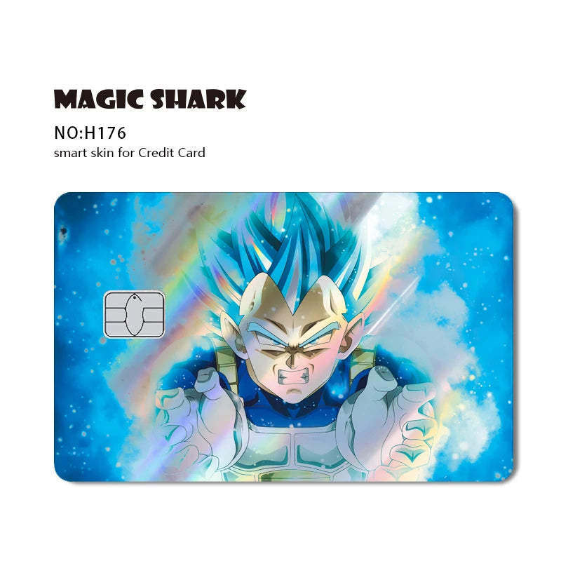 Magic Shark : Carte Dragon Ball Autocollant Goku Vegeta Cool Brillant Holographique Laser Carte de Crédit/Débit Autocollant Film Protection Avant