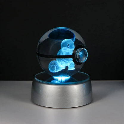 Pokemon 3D Crystal Ball Pikachu Gengar Eevee Mewtwo Anime Game Pokeball Led Night Light Base Kids Birthday Gift Home Decoration