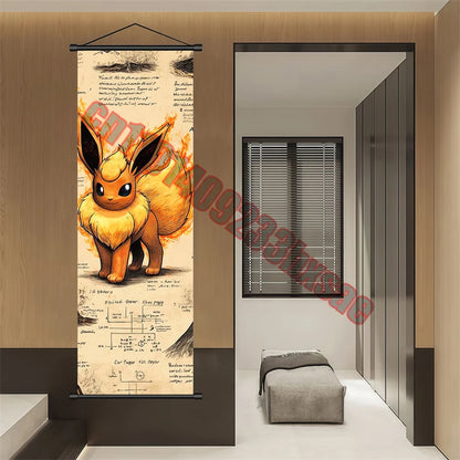 Pokemon: Poster Anime Wall Artwork Gengar Pictures Charizard Painting Canvas Pikachu Hanging Scrolls Home Room Decor