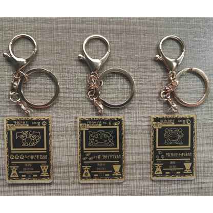 Pokemon Anime Small Card Key Chain Charizard Keychains Blastoise Venusaur Mewtwo Diy Acrylic Action Toy Figures Game Collection