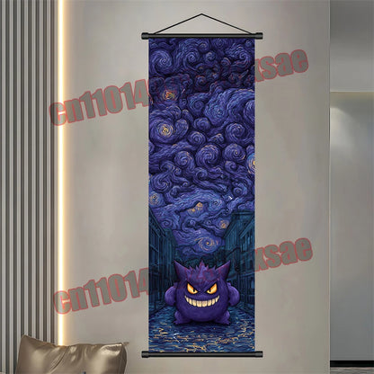 Pokemon: Poster, Anime Wall Artwork, Gengar Eevee Pikachu Images, Scroll Paintings, Retro Artist Home Living Room Decor