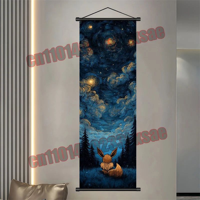 Pokemon: Poster, Anime Wall Artwork, Gengar Eevee Pikachu Images, Scroll Paintings, Retro Artist Home Living Room Decor