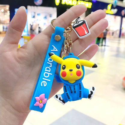 Pokemon Keychain: Anime Figures Pikachu Cartoon Key Chain Charmander Psyduck Fashion Bag Keyring Pendant Accessories