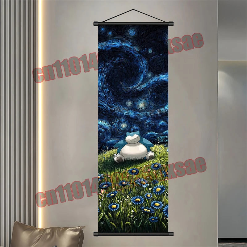 Pokemon: Poster, Anime Wall Artwork, Gengar Eevee Pikachu Images, Scroll Paintings, Retro Artist Home Living Room Decor