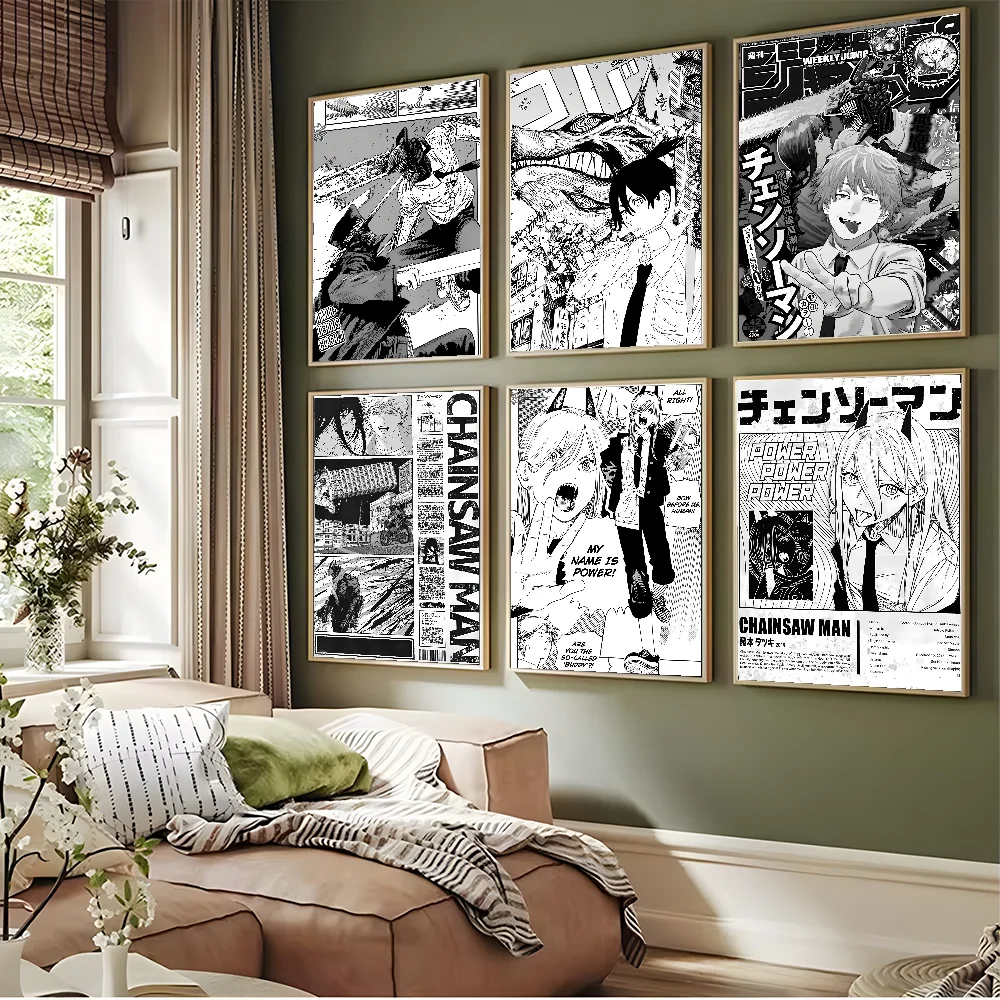Classic Chainsaw Man: Poster High Quality Print Waterproof Wall Art Sticker For Bar Living Room Decor
