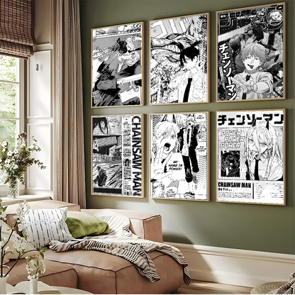 Classic Chainsaw Man: Poster High Quality Print Waterproof Wall Art Sticker For Bar Living Room Decor