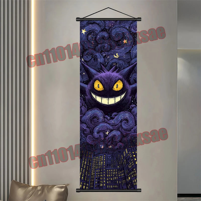 Pokemon: Poster, Anime Wall Artwork, Gengar Eevee Pikachu Images, Scroll Paintings, Retro Artist Home Living Room Decor