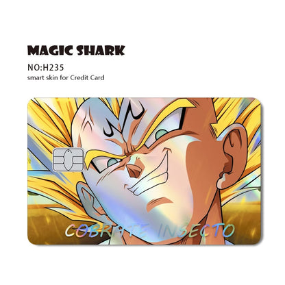 Magic Shark : Carte Dragon Ball Autocollant Goku Vegeta Cool Brillant Holographique Laser Carte de Crédit/Débit Autocollant Film Protection Avant