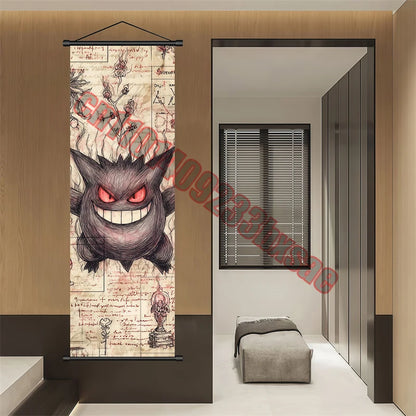 Pokemon: Poster Anime Wall Artwork Gengar Pictures Charizard Painting Canvas Pikachu Hanging Scrolls Home Room Decor