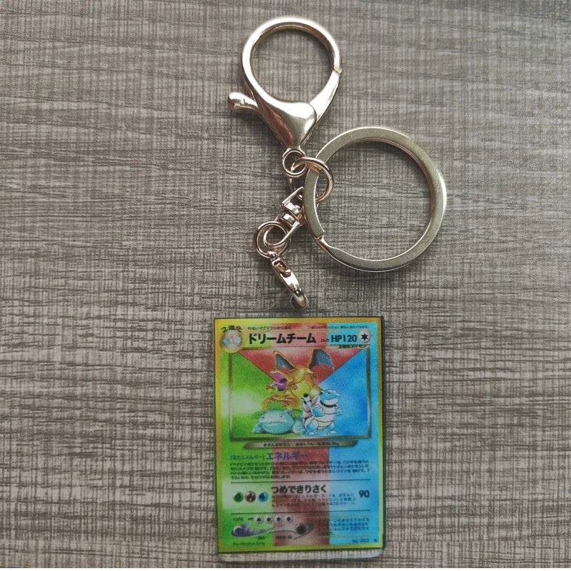 Pokemon Anime Small Card Key Chain Charizard Keychains Blastoise Venusaur Mewtwo Diy Acrylic Action Toy Figures Game Collection