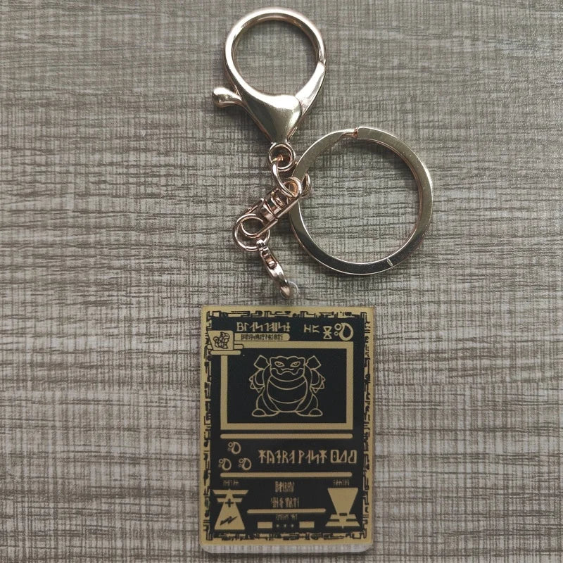 Pokemon Anime Small Card Key Chain Charizard Keychains Blastoise Venusaur Mewtwo Diy Acrylic Action Toy Figures Game Collection