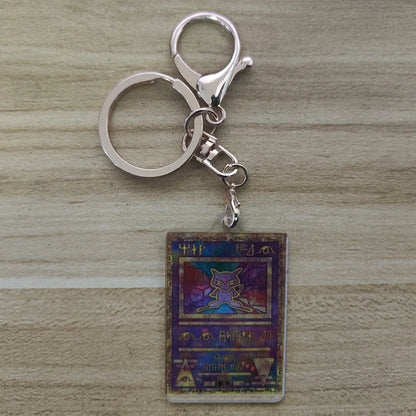 Pokemon Anime Small Card Key Chain Charizard Keychains Blastoise Venusaur Mewtwo Diy Acrylic Action Toy Figures Game Collection