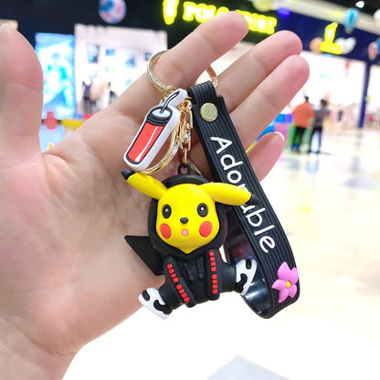 Pokemon Keychain: Anime Figures Pikachu Cartoon Key Chain Charmander Psyduck Fashion Bag Keyring Pendant Accessories