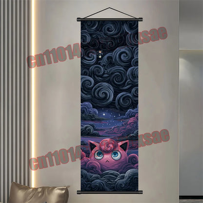 Pokemon: Poster, Anime Wall Artwork, Gengar Eevee Pikachu Images, Scroll Paintings, Retro Artist Home Living Room Decor
