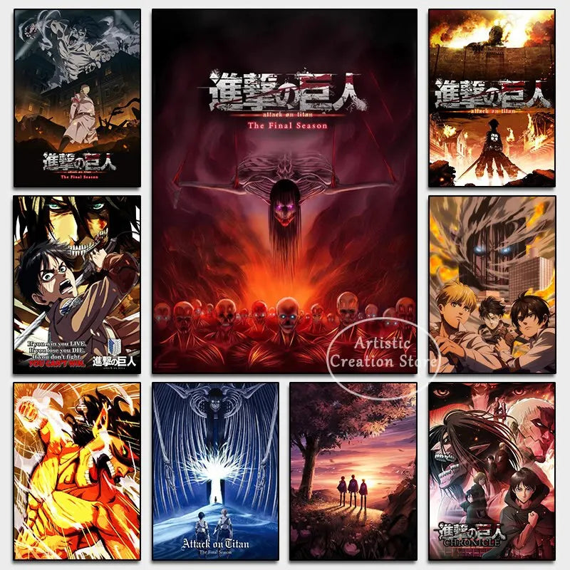⚡ Attack on Titan Anime Wall Poster | AOT Canvas Art for Gaming Room & Home Decor