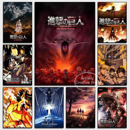 ⚡ Attack on Titan Anime Wall Poster | AOT Canvas Art for Gaming Room & Home Decor