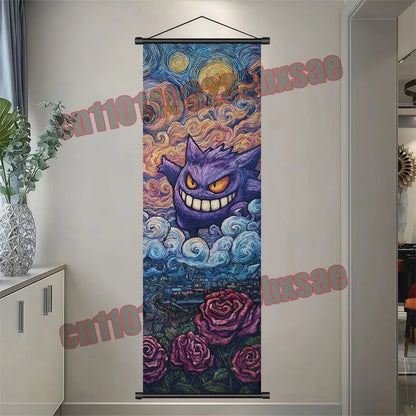 Pokemon: Poster, Anime Wall Artwork, Gengar Eevee Pikachu Images, Scroll Paintings, Retro Artist Home Living Room Decor